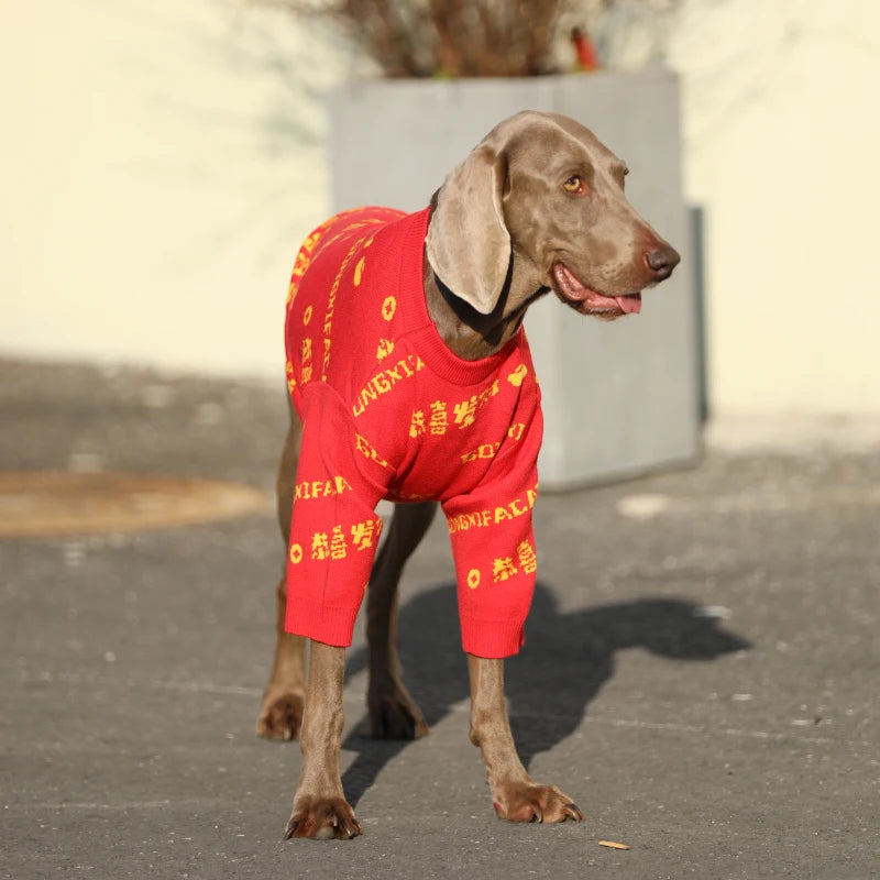 Chinese New Year Big Dog Clothes Corgi Shiba Inu Samoyed Border Collie Labrador Husky Golden Retriever Dog Clothing Sweater Coat