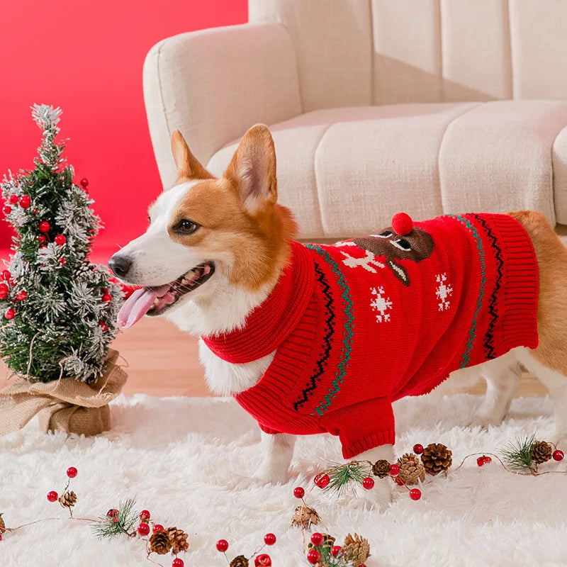 New Christmas elk corgi small and medium-sized dog dog two-legged sweater scarf suit New Year's pet dog clothes