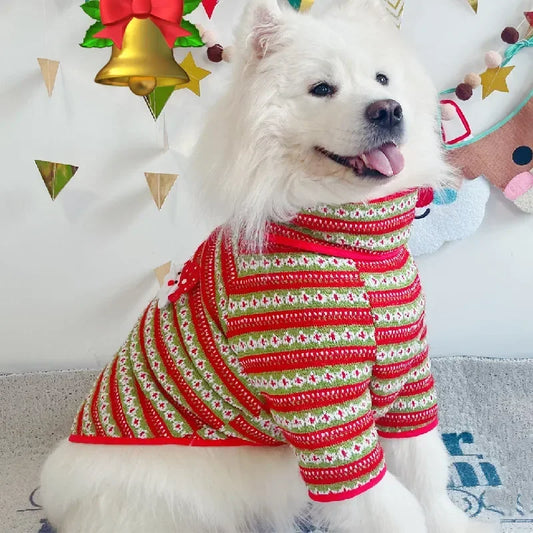 Christmas Dog Clothes Sweater Small Big Dog Costume Winter Samoyed Husky Border Collie Bull Terrier Golden Retriever Clothing