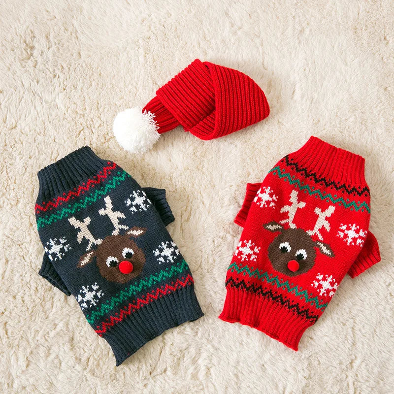 New Christmas elk corgi small and medium-sized dog dog two-legged sweater scarf suit New Year's pet dog clothes