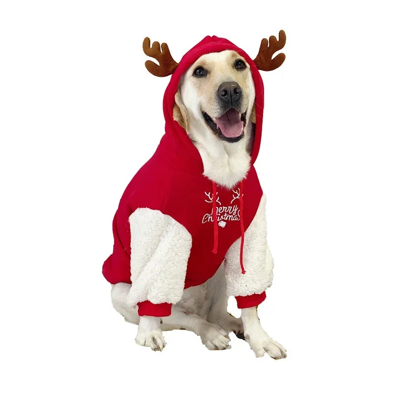 Christmas Dog Clothes Winter Big Large Dog Coat Hoodie Warm Pet Outfit Garment Samoyed Husky Labrador Golden Retriever Clothing