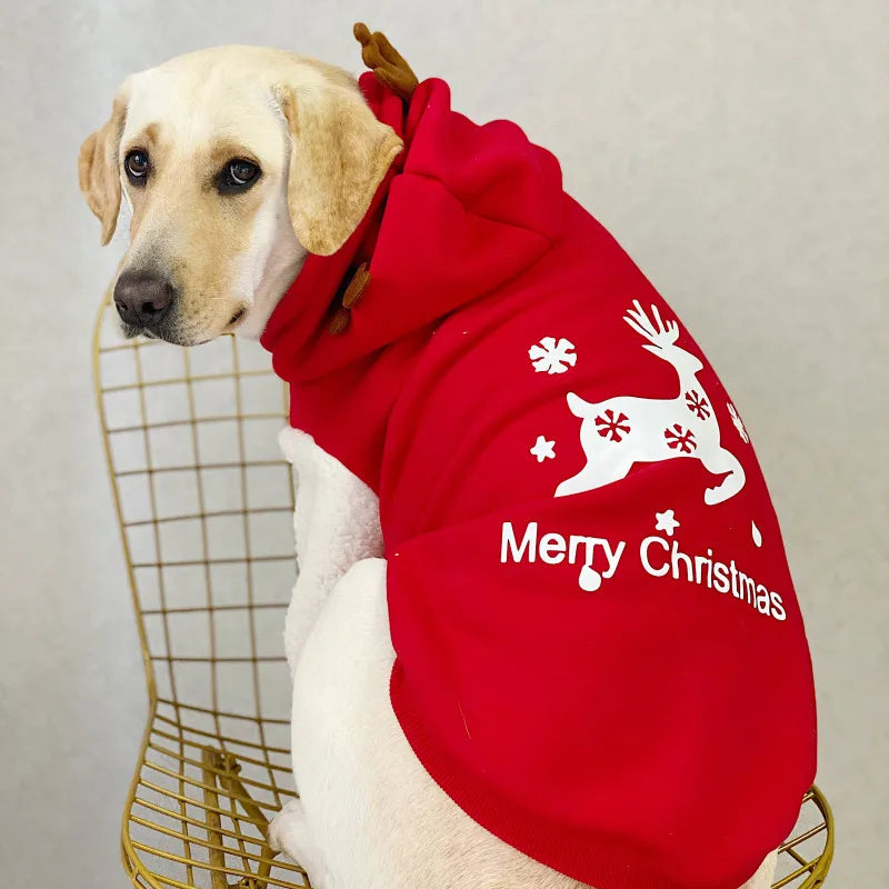 Christmas Dog Clothes Winter Big Large Dog Coat Hoodie Warm Pet Outfit Garment Samoyed Husky Labrador Golden Retriever Clothing