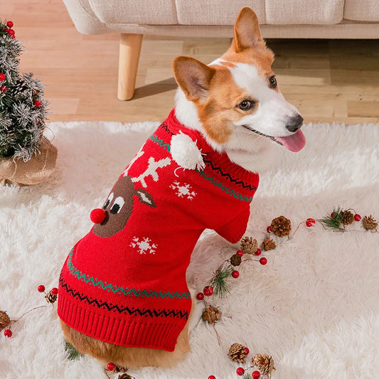 New Christmas elk corgi small and medium-sized dog dog two-legged sweater scarf suit New Year's pet dog clothes