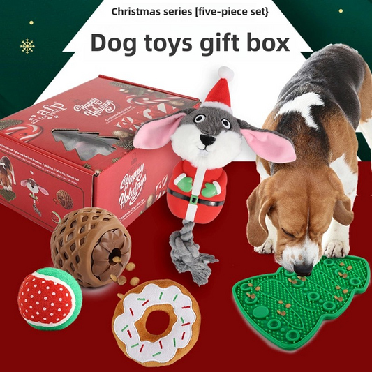 Christmas plush cat and dog gift box toys