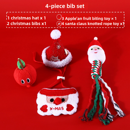 Christmas gift box for pet dogs, including hats, bibs, plush squeaky knot toys on festivals